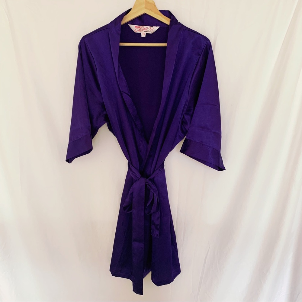 🔻SOLD🔺GirlEO Silk Solid Satin Robe Royal Kimono